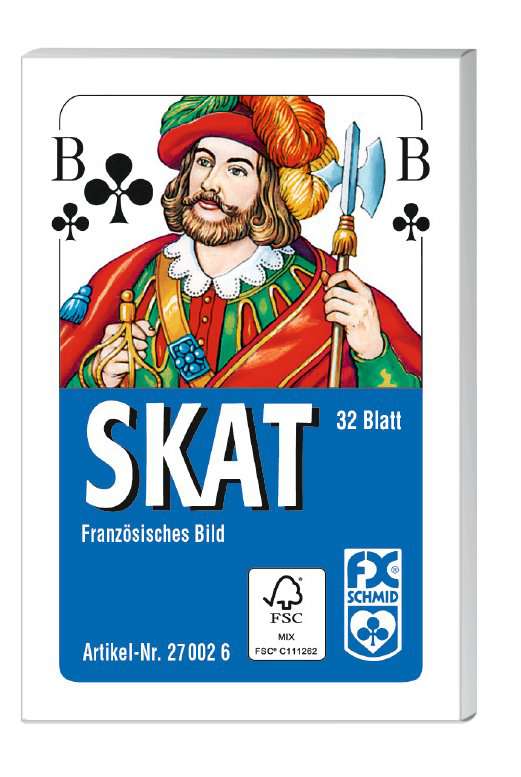 Klassisches Skatspiel, Französisches Bild, 32 Karten in der Faltschachtel